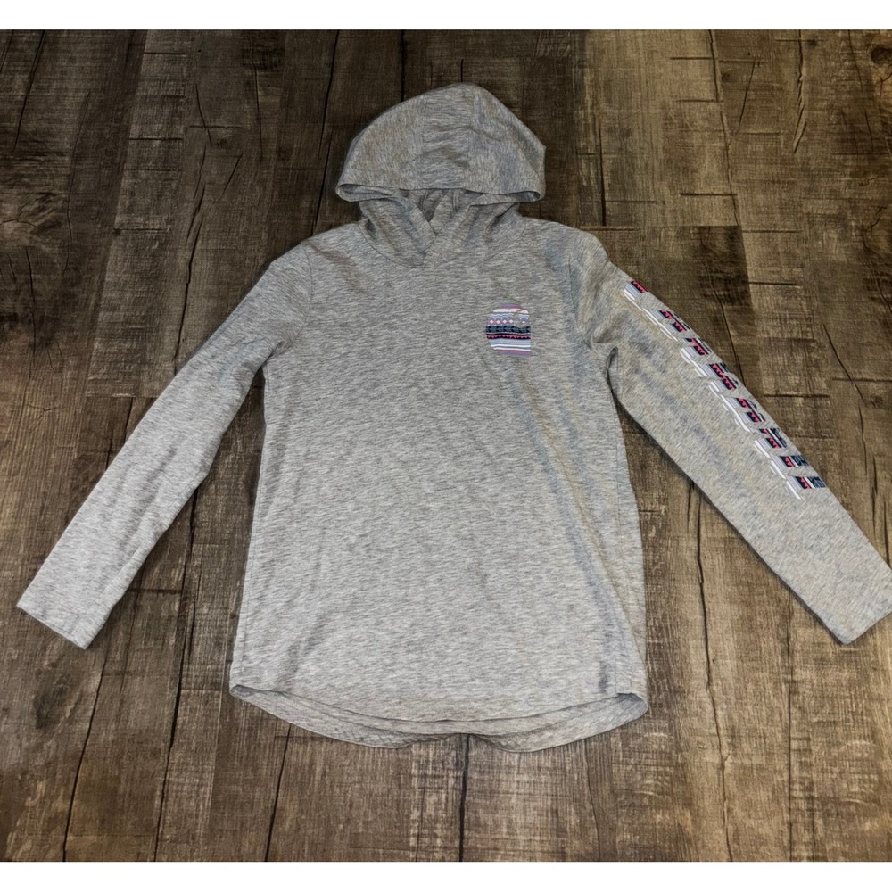 Carhartt Girls Heather Gray Aztec Graphic Hooded T-Shirt Size M 10